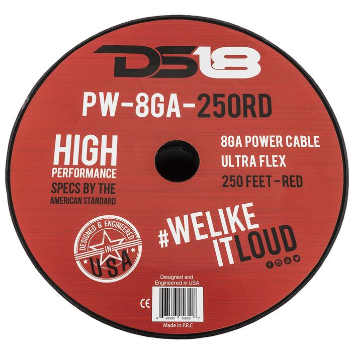 DS18 Ultra Flex CCA Power Wire 8 Gauge 250 Foot – Red