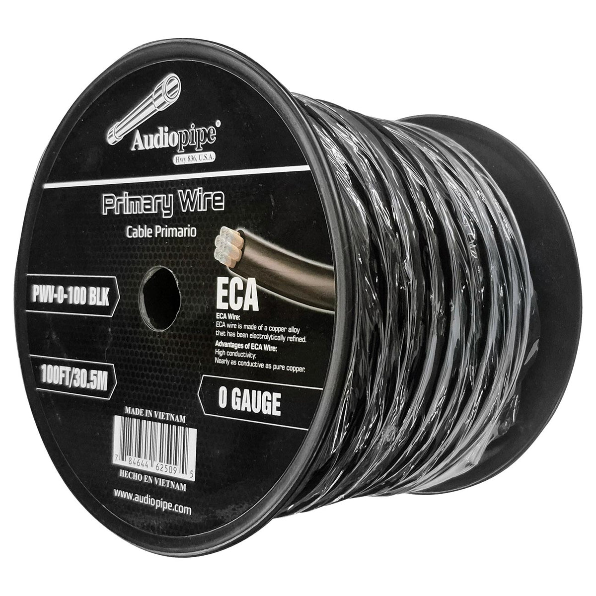 Audiopipe Flexible ECA Power Cable 0 Gauge 100 Foot – Black