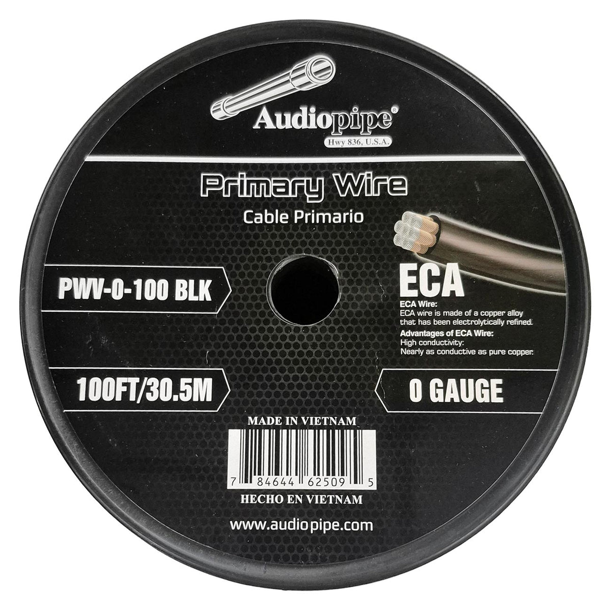 Audiopipe Flexible ECA Power Cable 0 Gauge 100 Foot – Black