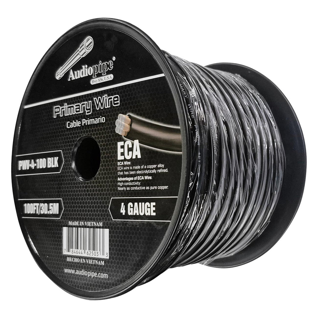 Audiopipe Flexible ECA Power Cable 4 Gauge 100 Foot – Black