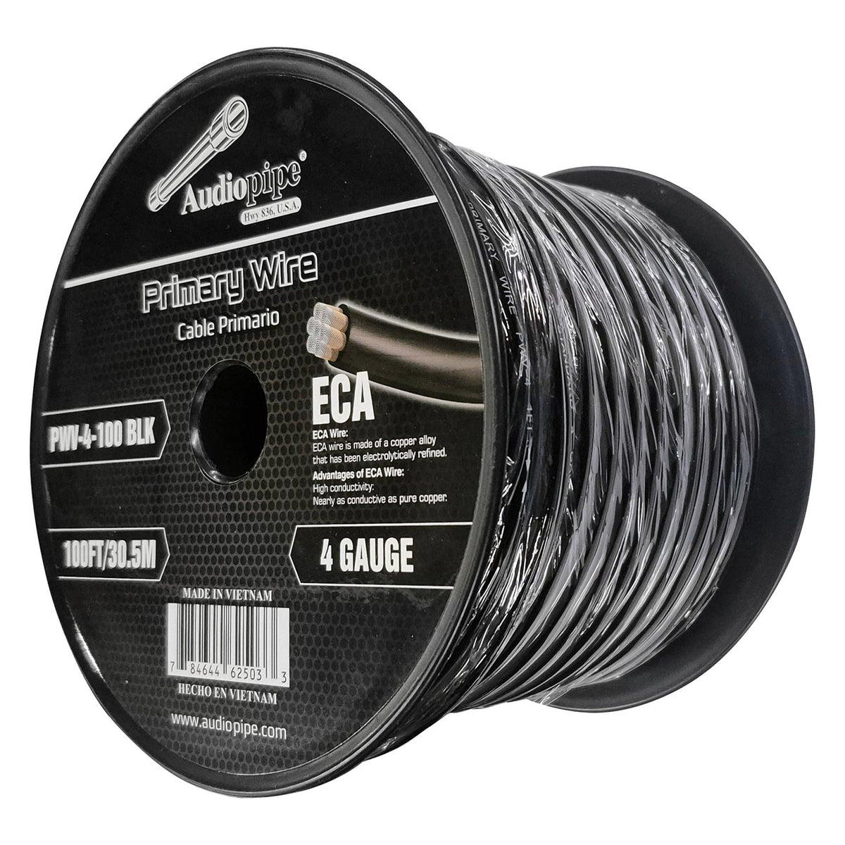 Audiopipe Flexible ECA Power Cable 4 Gauge 100 Foot – Black