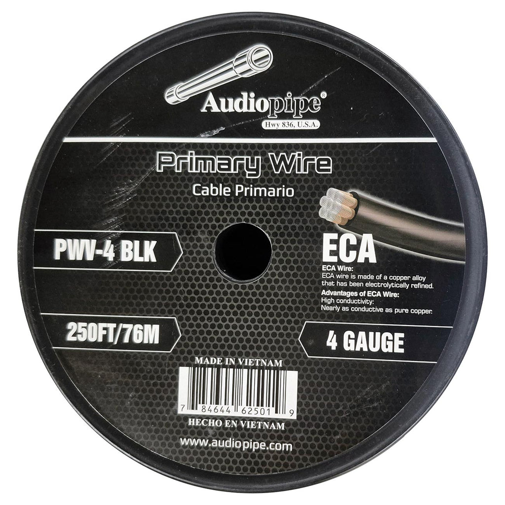 Audiopipe Flexible ECA Power Cable 4 Gauge 250 Foot – Black