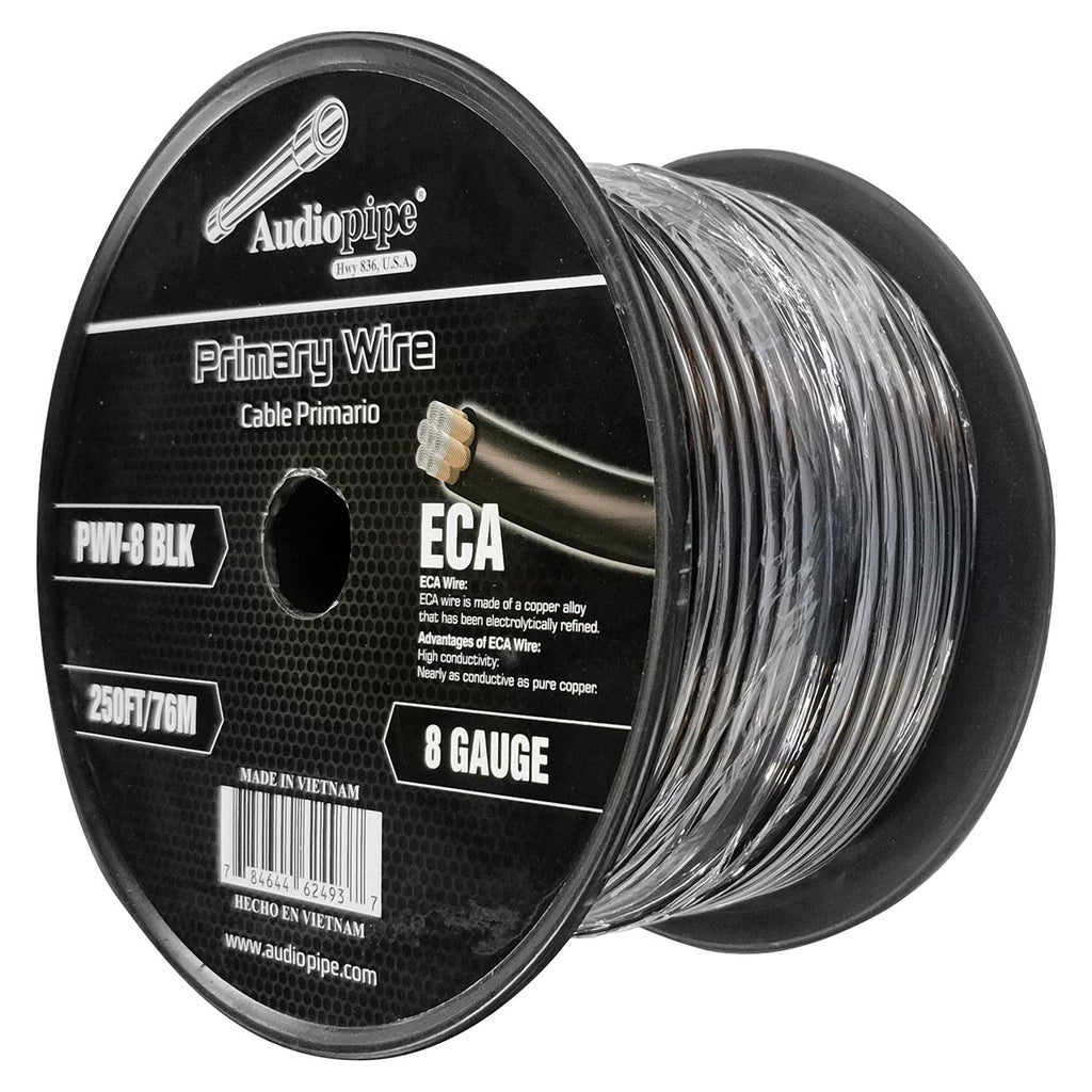 Audiopipe Flexible ECA Power Cable 8 Gauge 250 Foot – Black