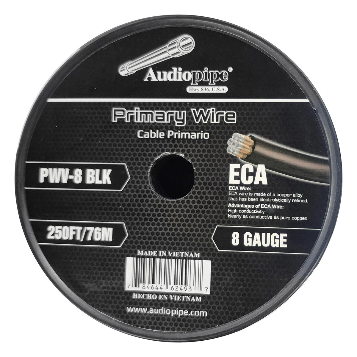 Audiopipe Flexible ECA Power Cable 8 Gauge 250 Foot – Black