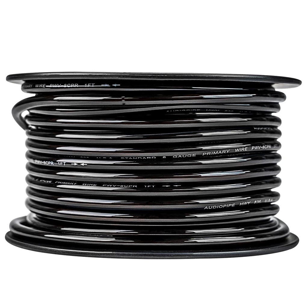 Audiopipe 100% Copper 8 Gauge 100 Foot Roll – BLACK