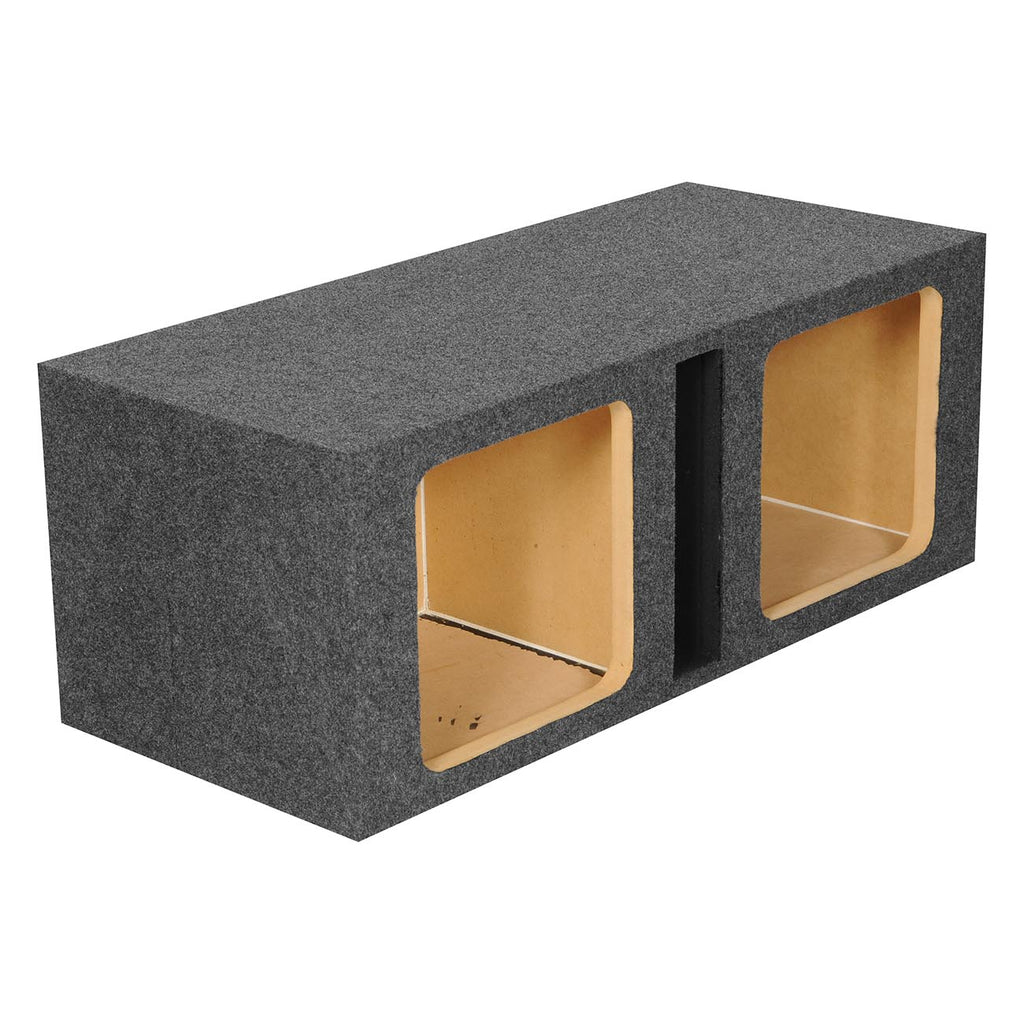 QPower Dual Square 12" Slot-Ported Heavy Duty Empty Woofer Box