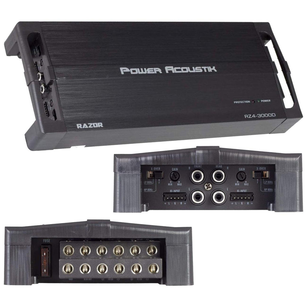 Power Acoustik Compact 4 Channel Amplifier, 1500W RMS/3000W MAX