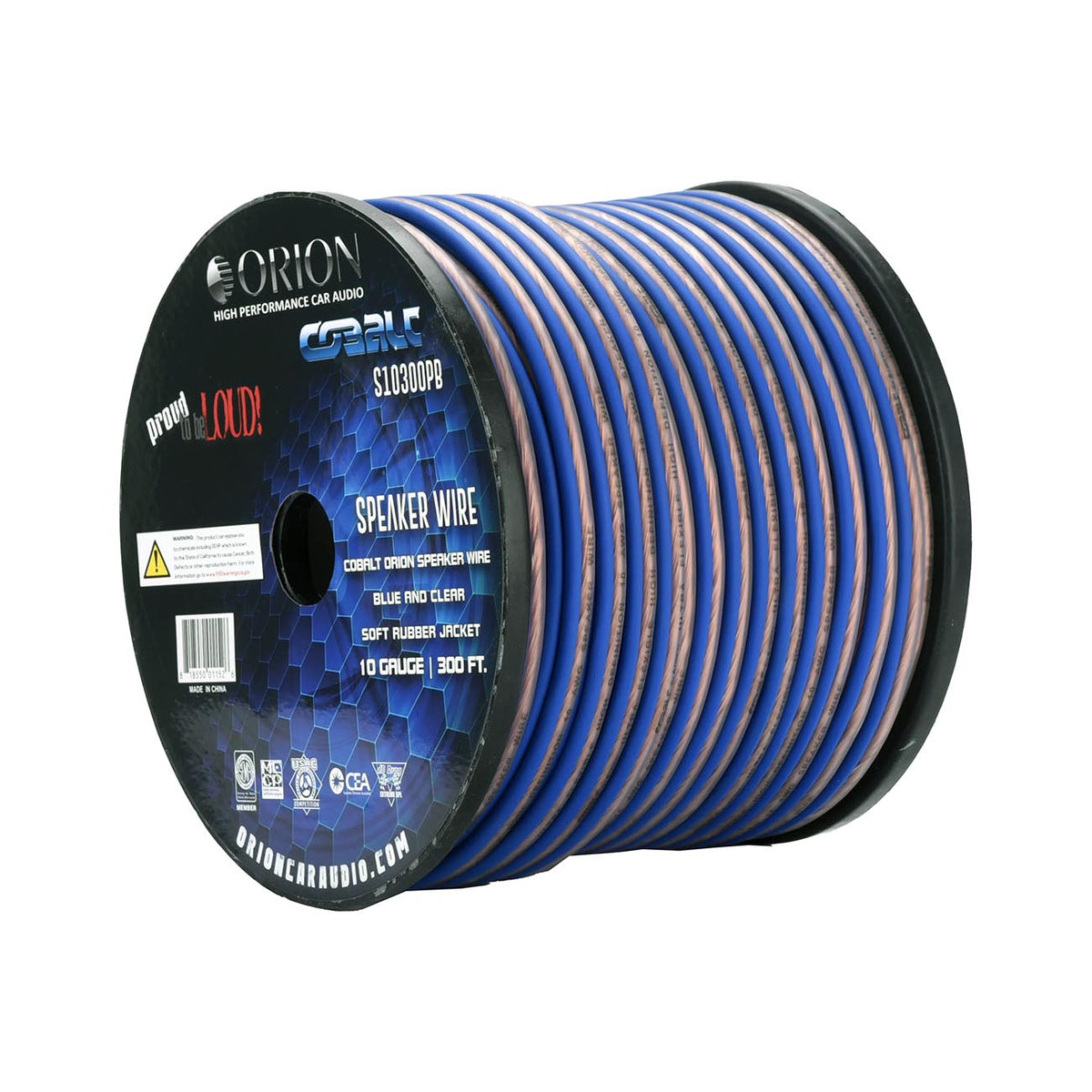 Orion Cobalt Series Speaker Wire 10 Gauge Blue/Clear (300ft Roll)
