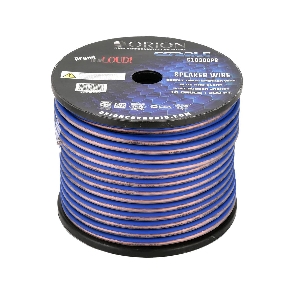 Orion Cobalt Series Speaker Wire 10 Gauge Blue/Clear (300ft Roll)