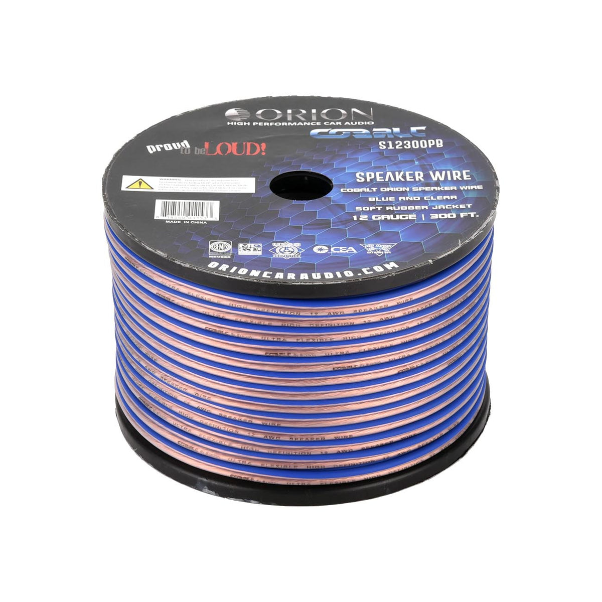 Orion Cobalt Series Speaker Wire 12 Gauge Blue/Clear (300ft Roll)