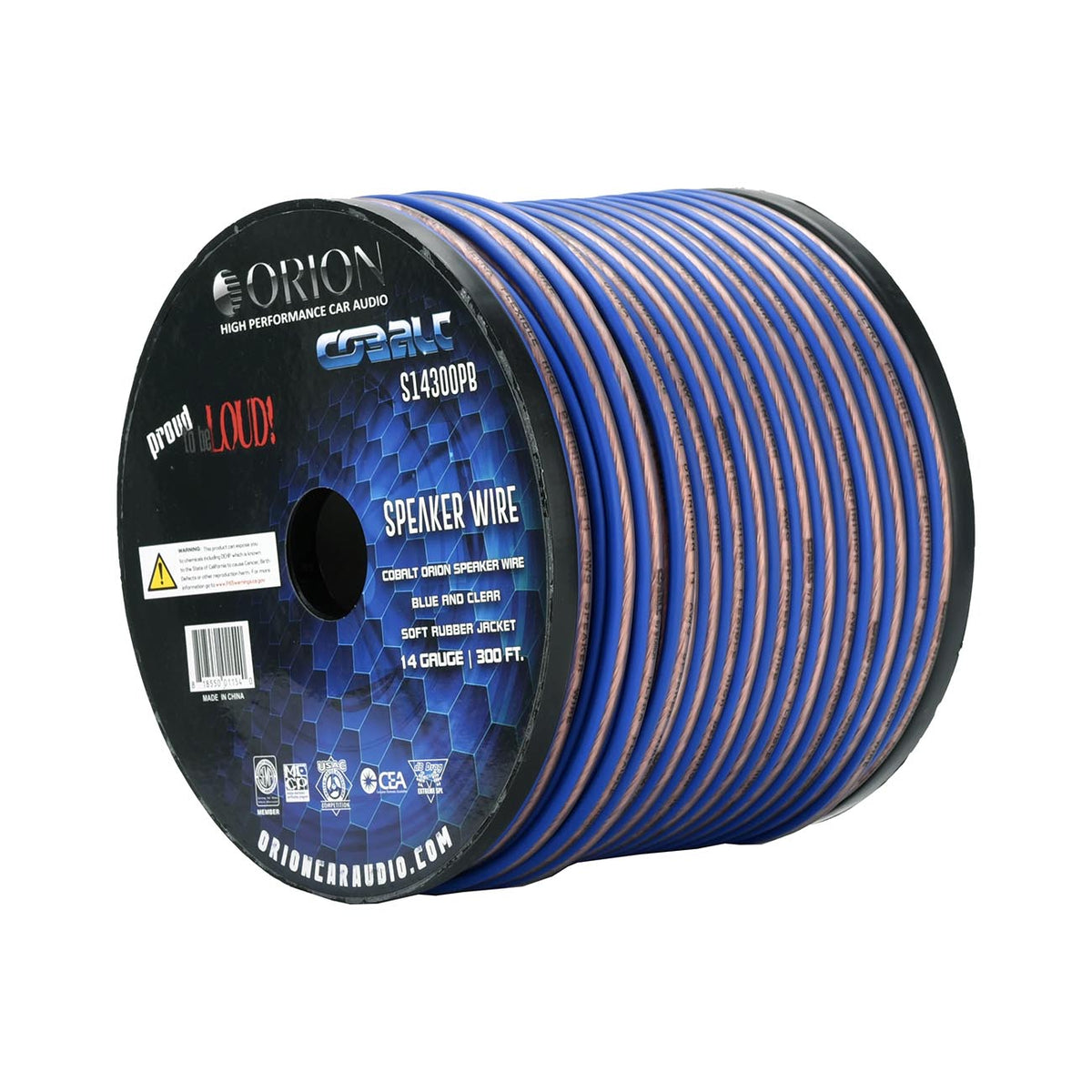 Orion Cobalt Series Speaker Wire 14 Gauge Blue/Clear (300ft Roll)