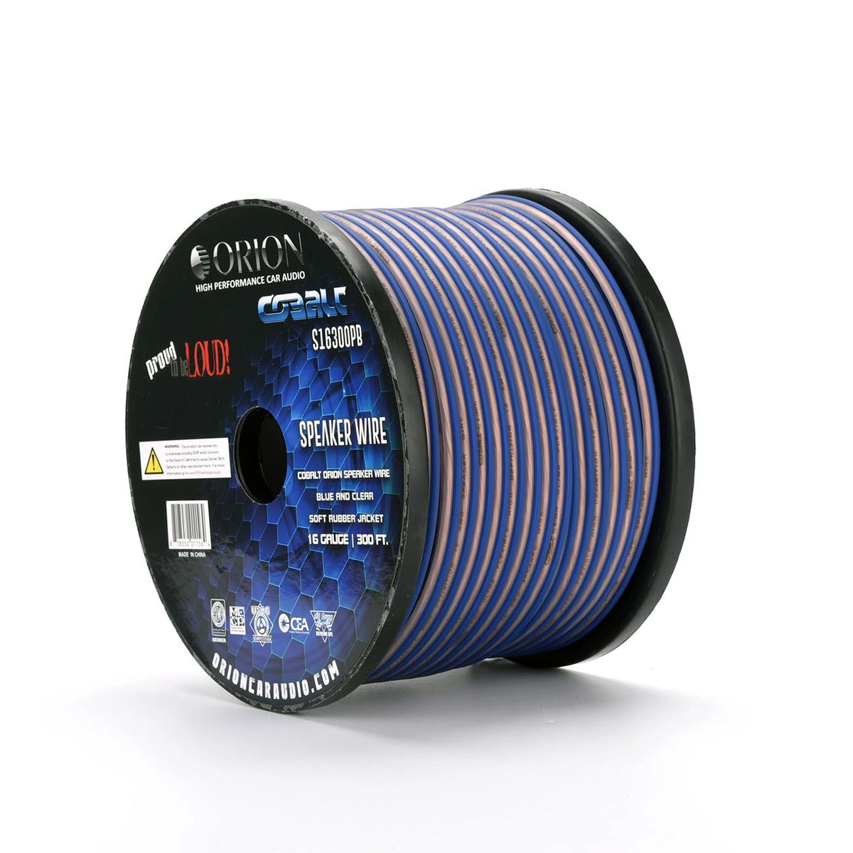 Orion Cobalt Series Speaker Wire 16 Gauge Blue/Clear (300ft Roll)