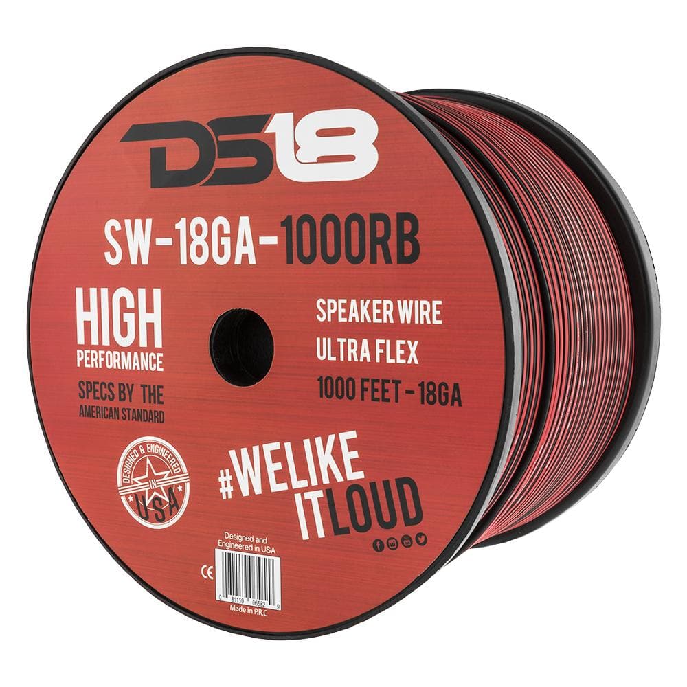 DS18 Ultra Flex CCA Speaker Wire 18 Gauge 1000 Foot – Red/Black
