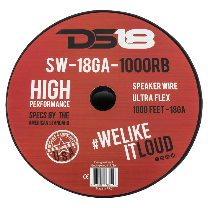 DS18 Ultra Flex CCA Speaker Wire 18 Gauge 1000 Foot – Red/Black