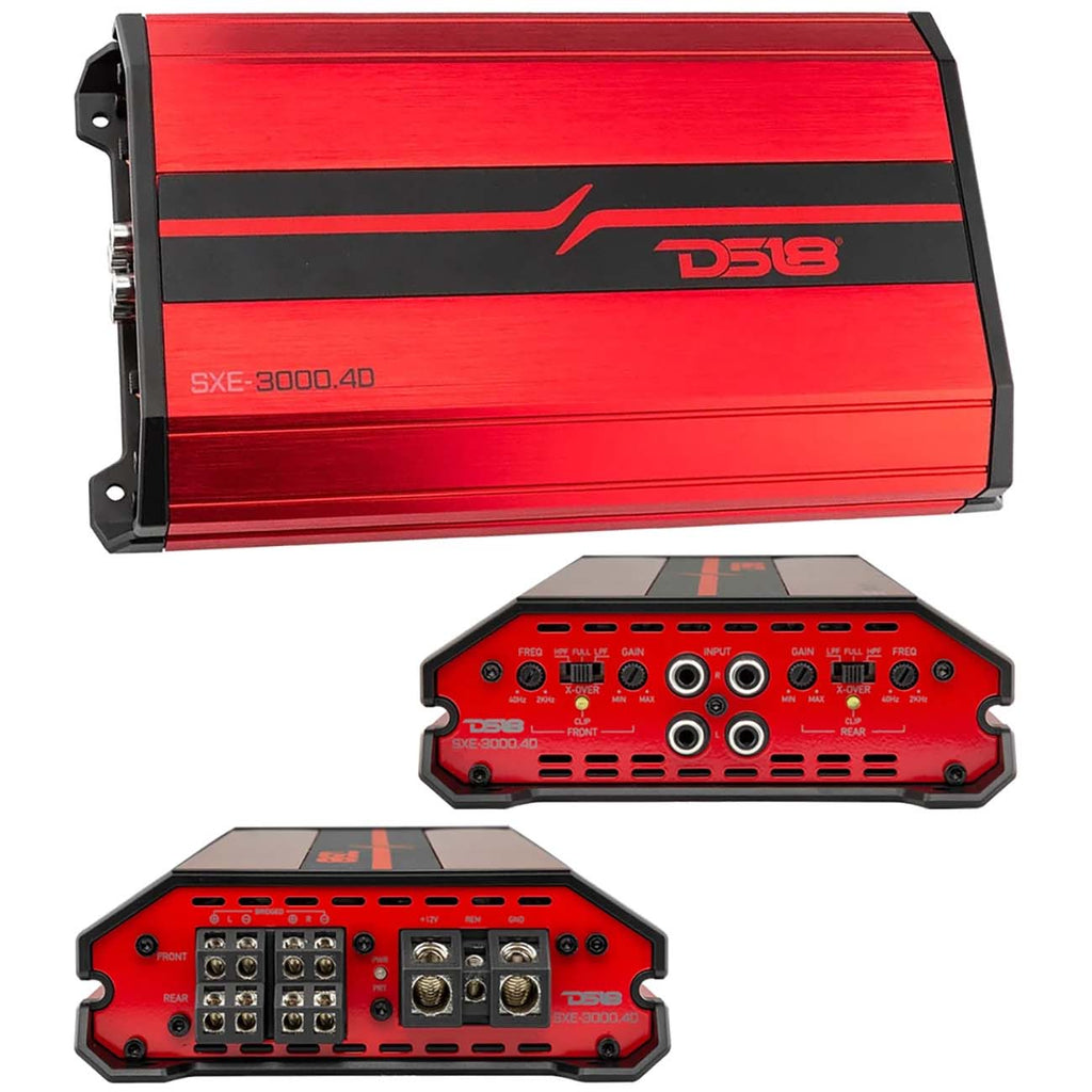 DS18 4 Channel Amplifier, 1280W RMS/3000W MAX - Red