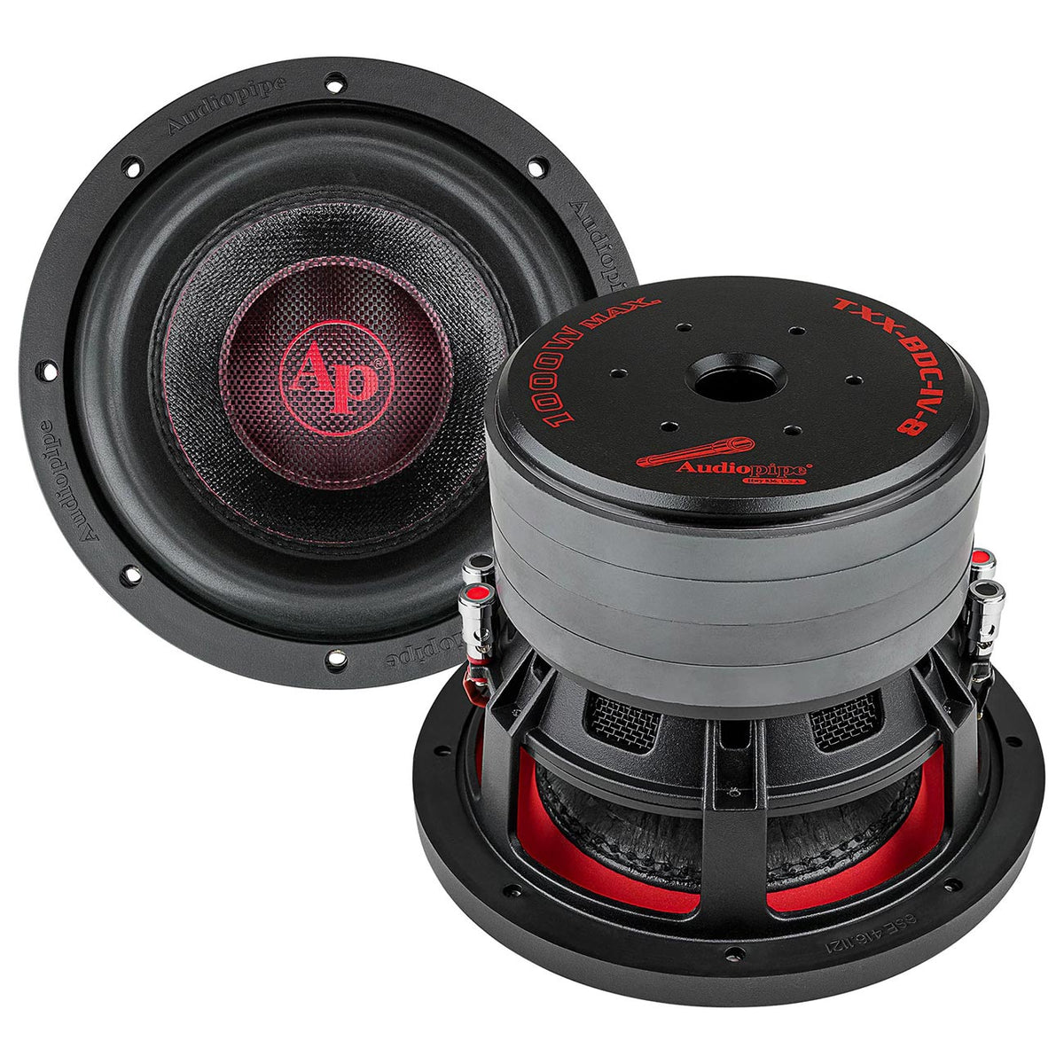 8″ Quad Stack Woofer, 500W RMS/1000W Max, Dual 4 Ohm