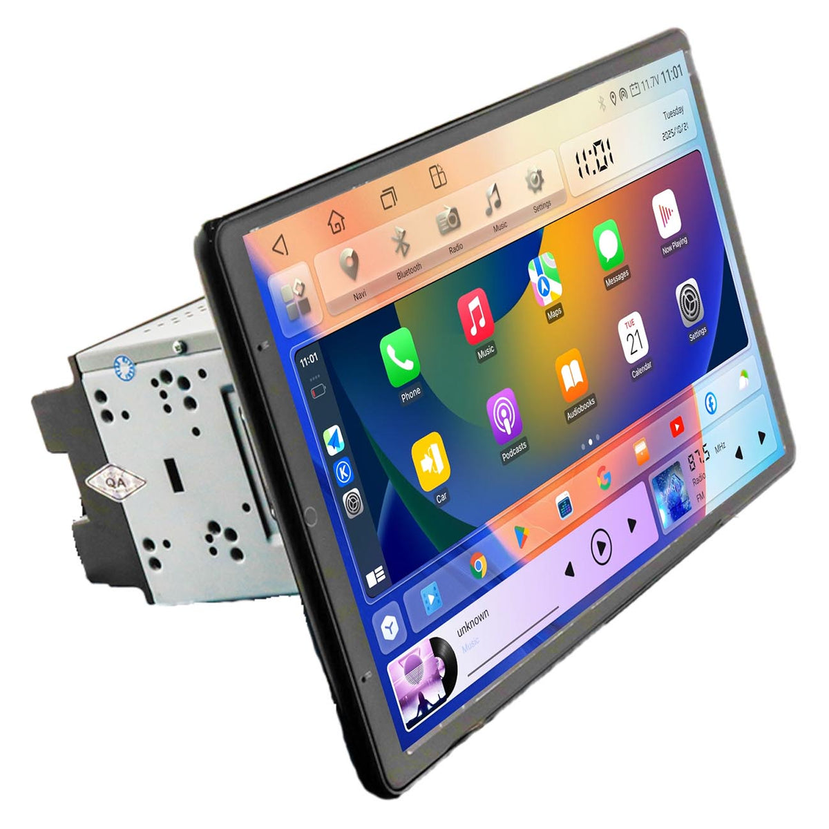 Linkswell 13.3" Double Din Floating Swivel Mechless Receiver Android Operation Radio with Bluetooth, USB & Phonelink
