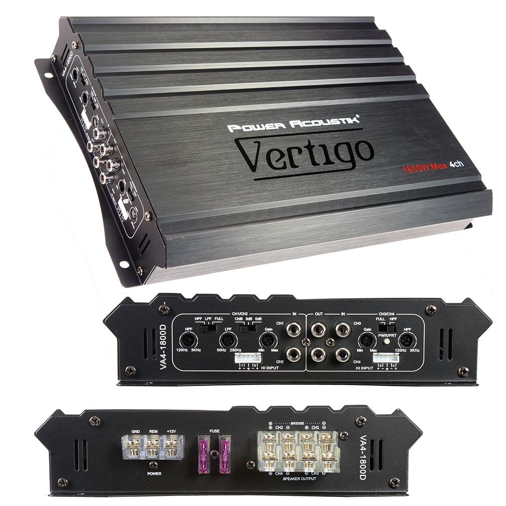 Power Acoustik 4 Channel Amplifier, 1800W Max