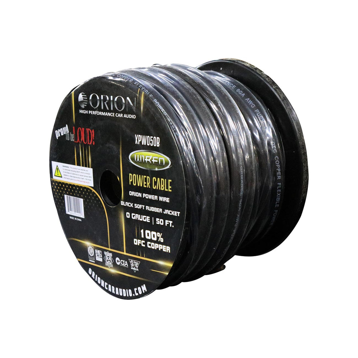 Orion XTRPRO 0 Gauge 100% OFC Copper Wire – Black Jacket (50ft Roll)