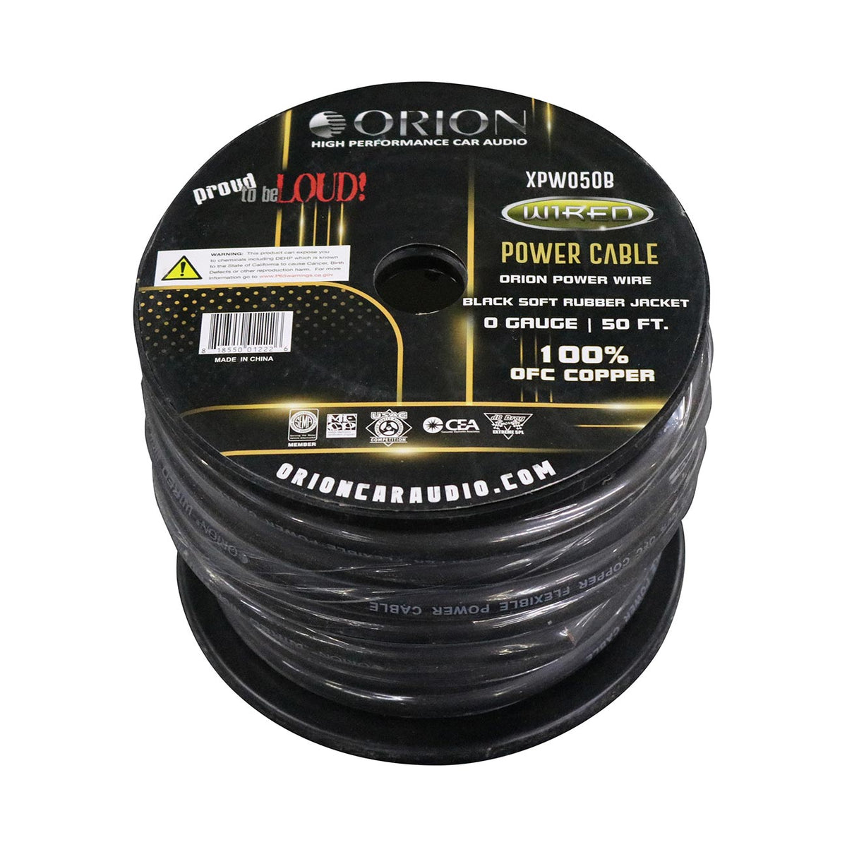 Orion XTRPRO 0 Gauge 100% OFC Copper Wire – Black Jacket (50ft Roll)