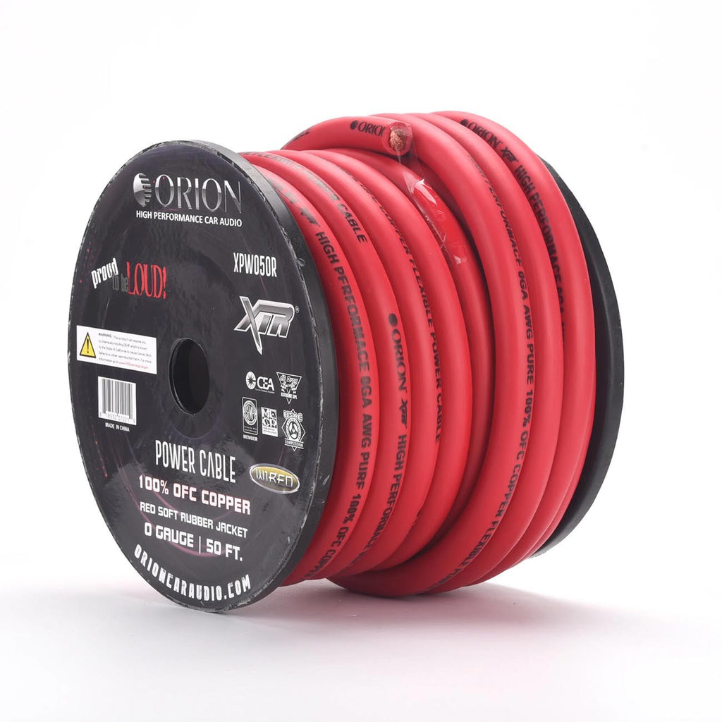 Orion XTRPRO 0 Gauge 100% OFC Copper Wire – Red Jacket (50ft Roll)