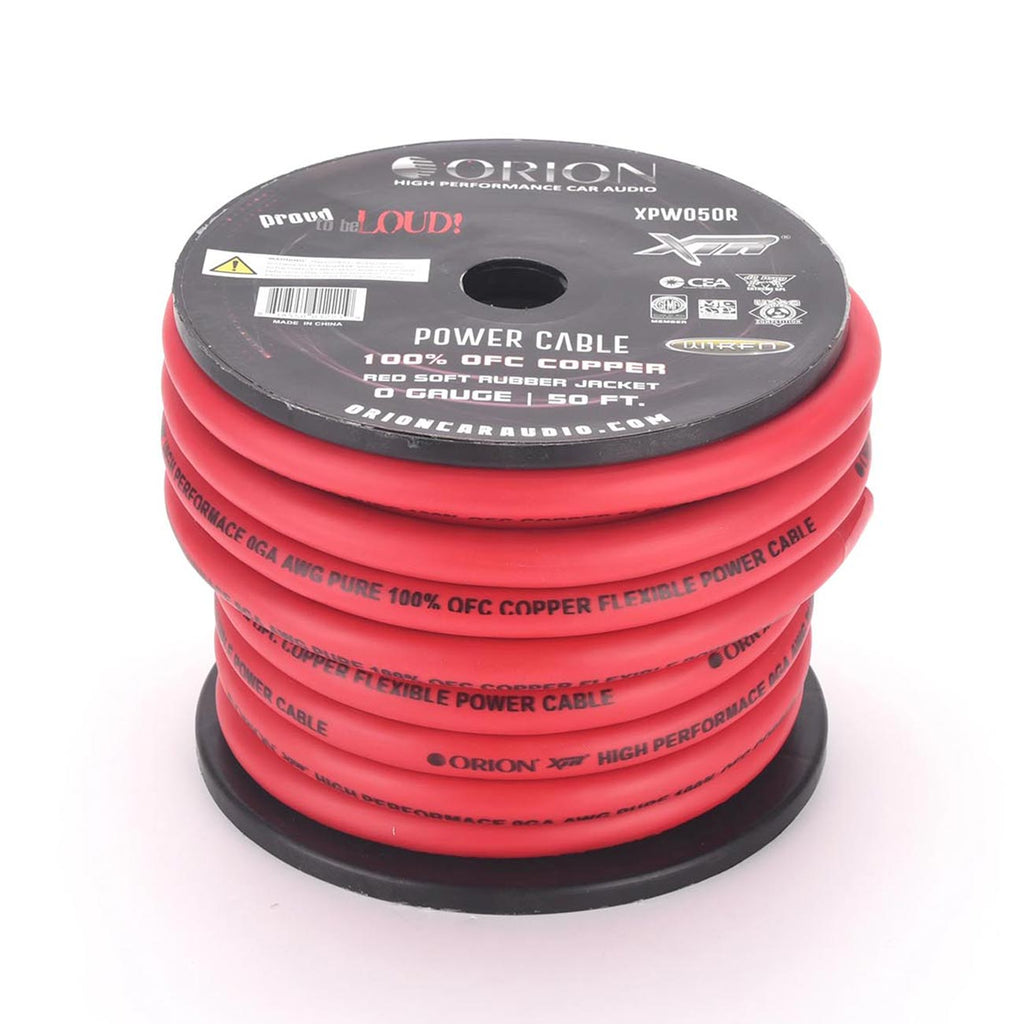 Orion XTRPRO 0 Gauge 100% OFC Copper Wire – Red Jacket (50ft Roll)