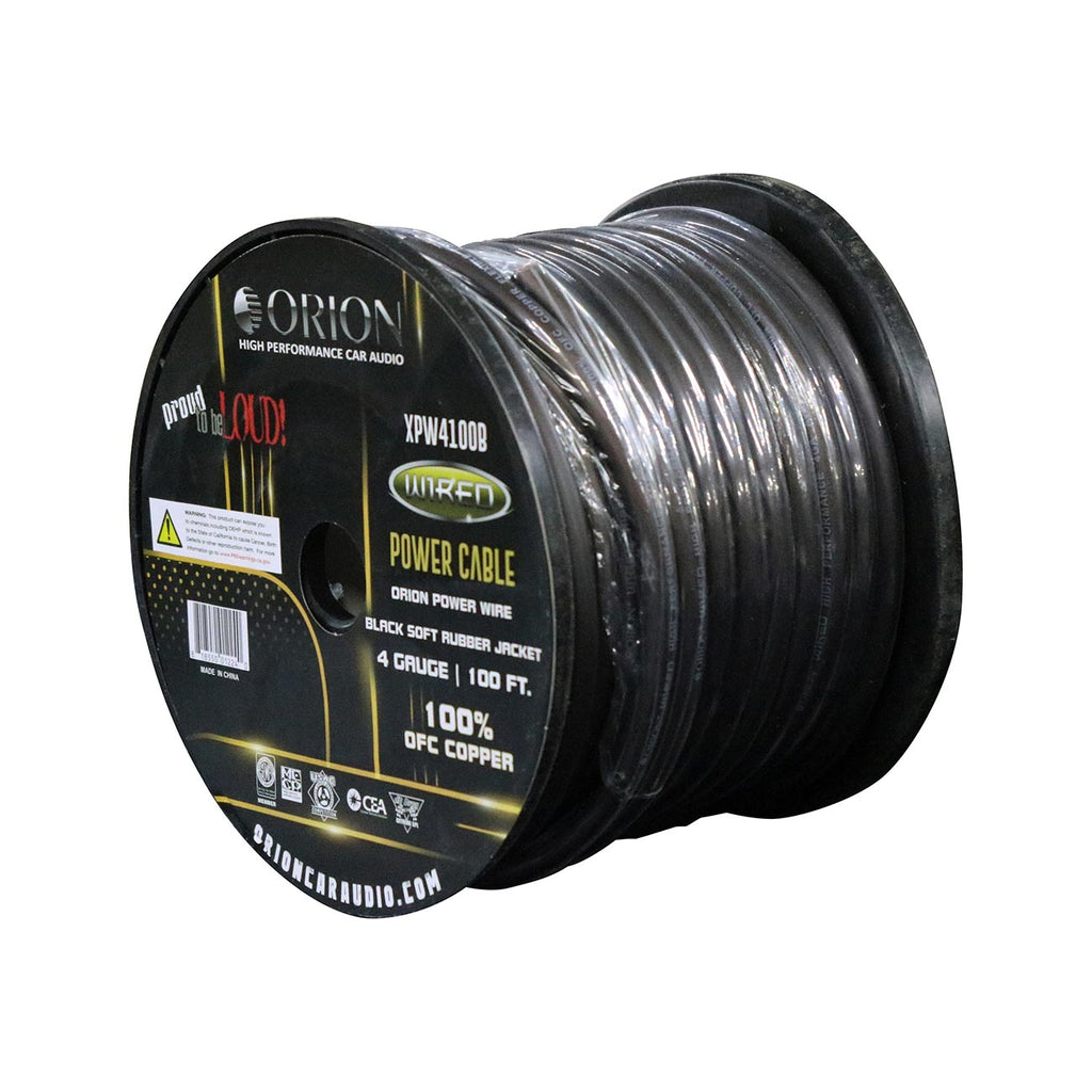Orion XTRPRO 4 Gauge 100% OFC Copper Wire – Black Jacket (100 ft Roll)
