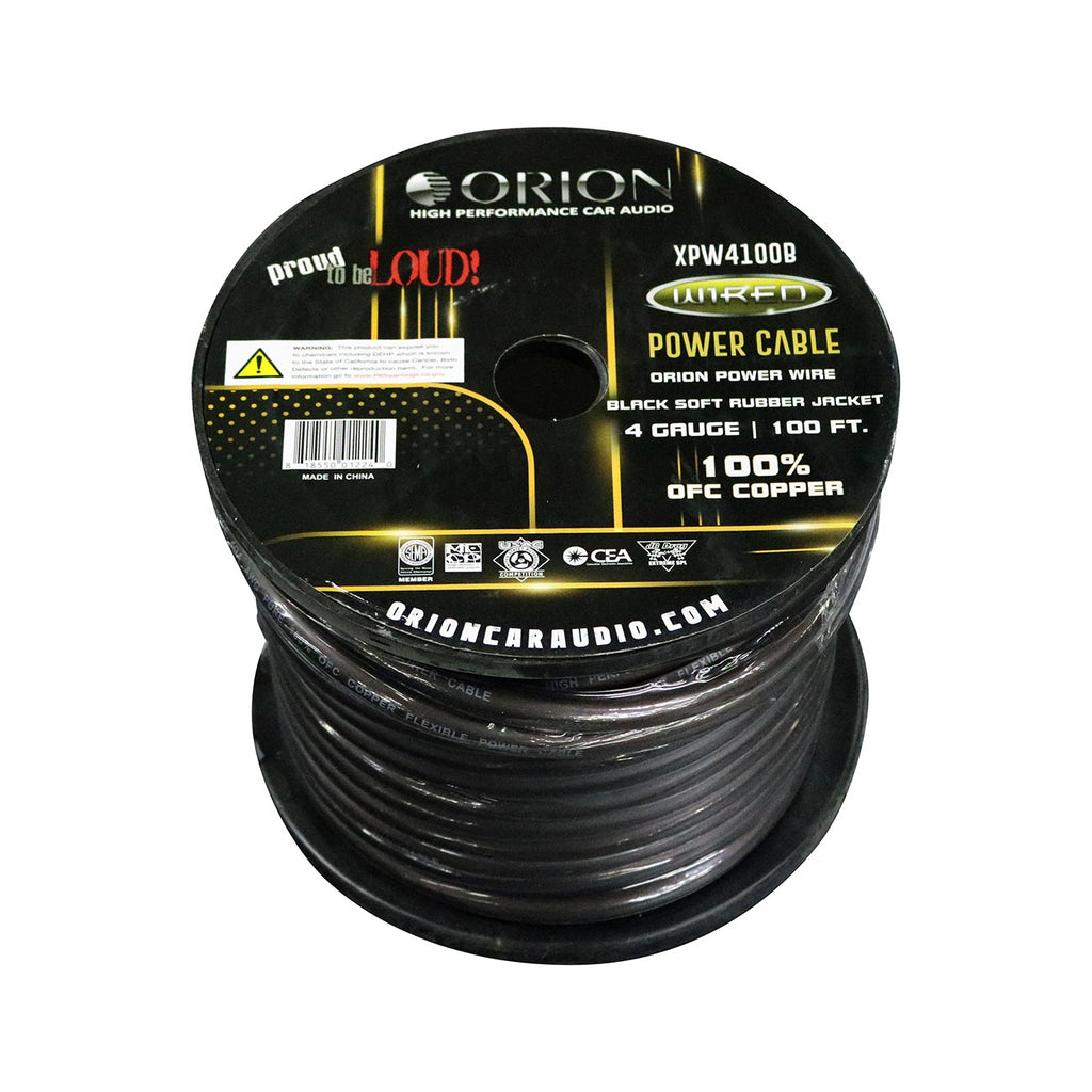 Orion XTRPRO 4 Gauge 100% OFC Copper Wire – Black Jacket (100 ft Roll)