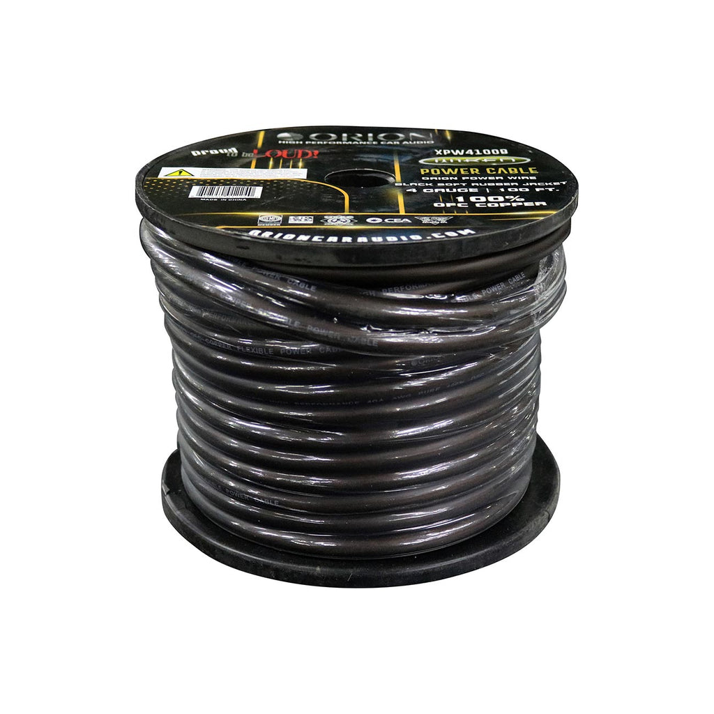 Orion XTRPRO 4 Gauge 100% OFC Copper Wire – Black Jacket (100 ft Roll)