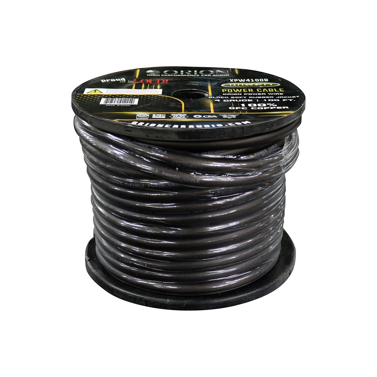 Orion XTRPRO 4 Gauge 100% OFC Copper Wire – Black Jacket (100 ft Roll)