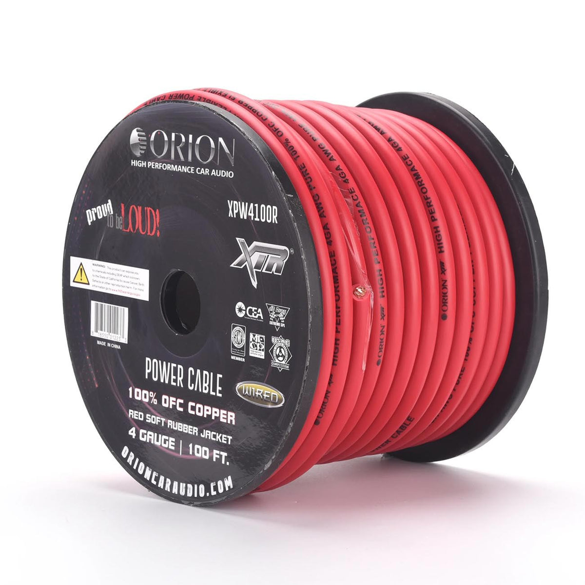 Orion XTRPRO 4 Gauge 100% OFC Copper Wire – Red Jacket (100 ft Roll)