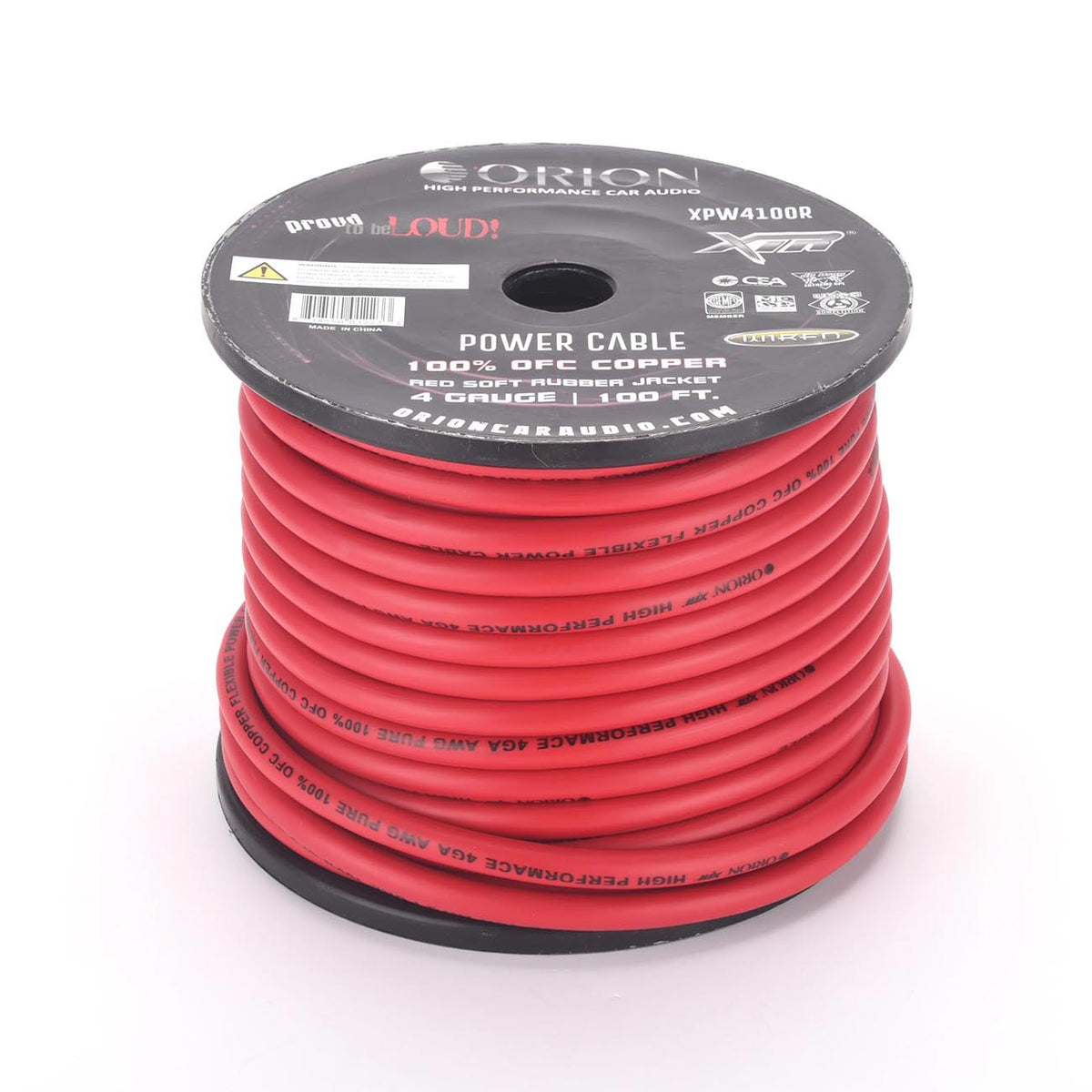 Orion XTRPRO 4 Gauge 100% OFC Copper Wire – Red Jacket (100 ft Roll)