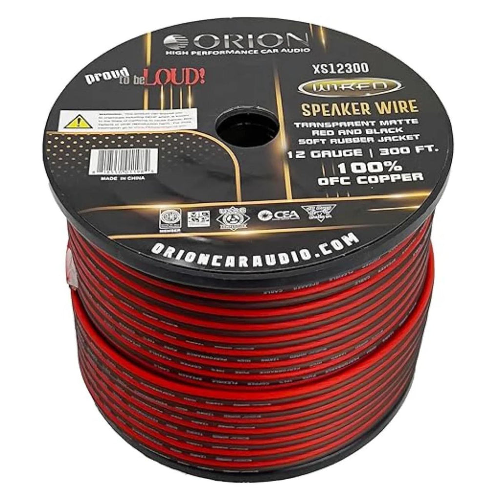 Orion OFC Speaker Wire 12 Gauge 300 Foot Roll – Translucent Red/Black