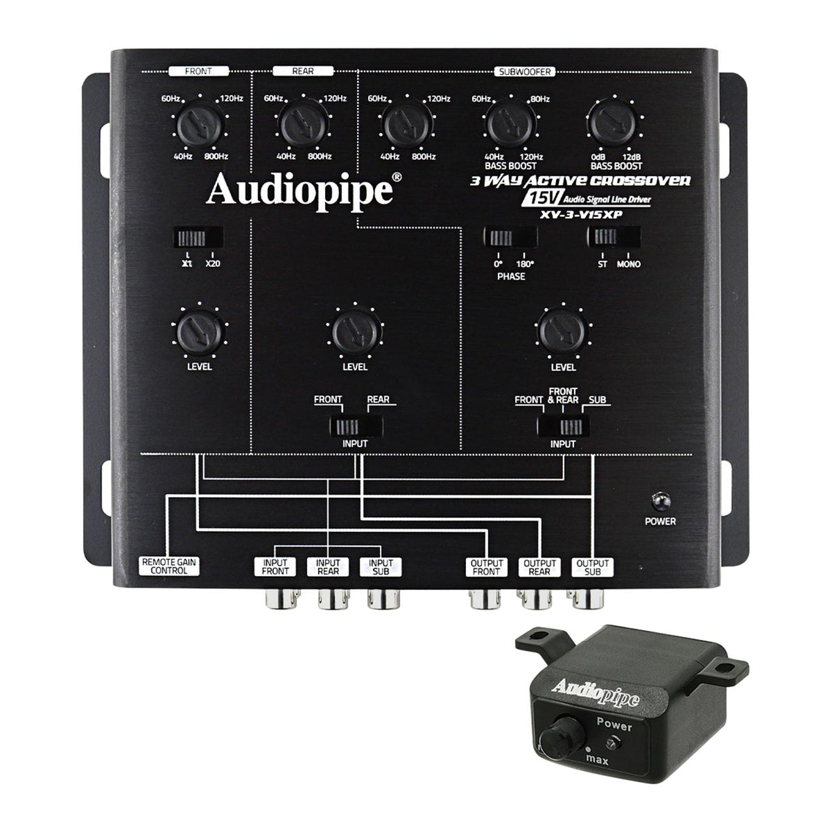 Audiopipe 3-Way Active Crossover – 15 Volt Line Driver