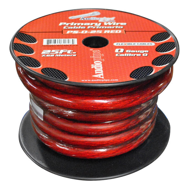 Audiopipe Power Cable 0-Gauge 25 Foot Spool – Red