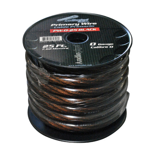 Audiopipe Power Cable 0-Gauge 25 Foot Spool – Black